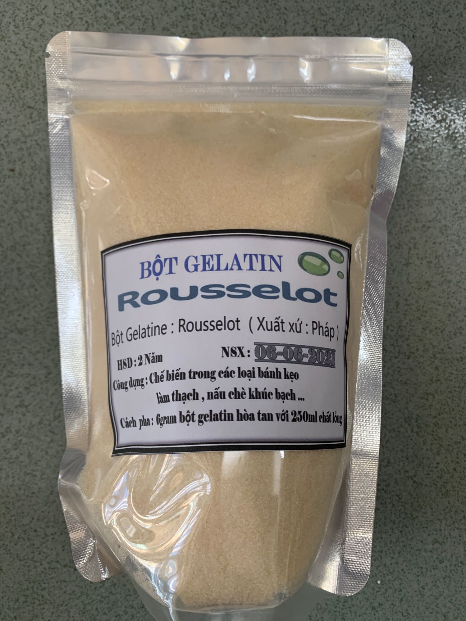 Bột Gelatin Rousselot-Pháp GÓI 400g-date 2026