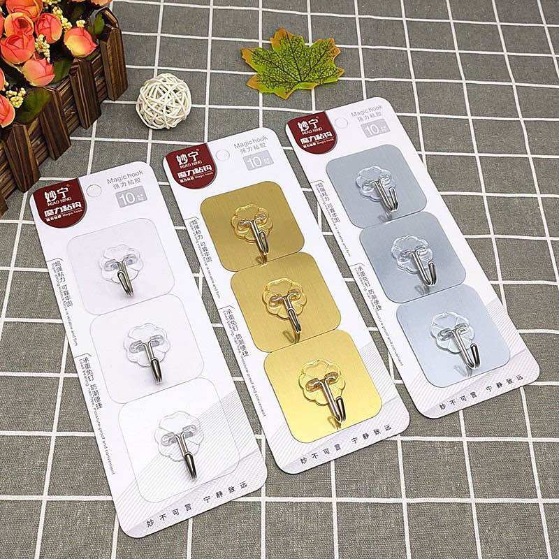 Vỉ 3c móc dán tường phủ vàng siêu dính