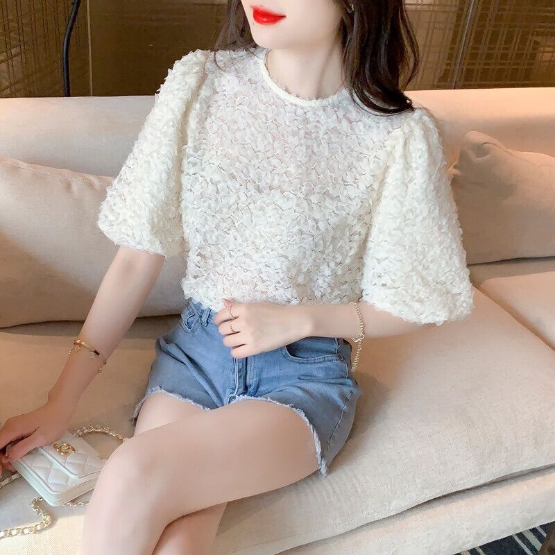Áo voan hoa nổi