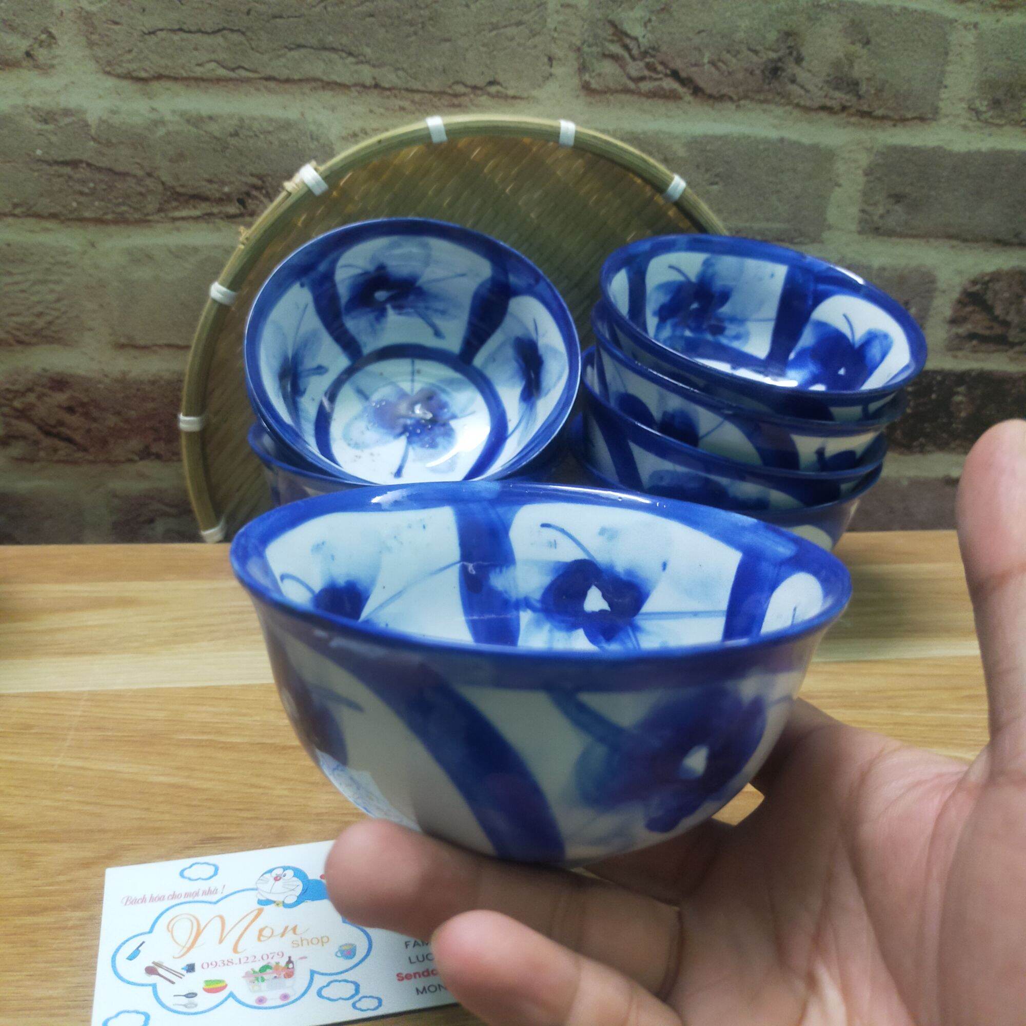 [GỐM XƯA]COMBO 5c ~10c CHÉN HOA MAI XANH