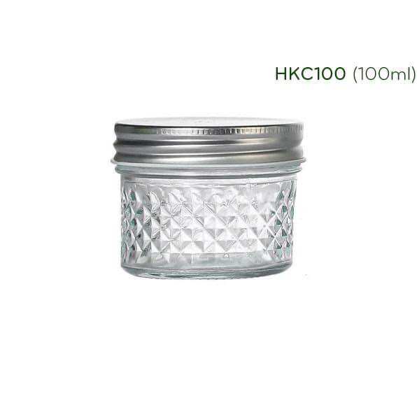 Bộ 10 hủ thuỷ tinh kim cương 100ml nắp nhôm bạc