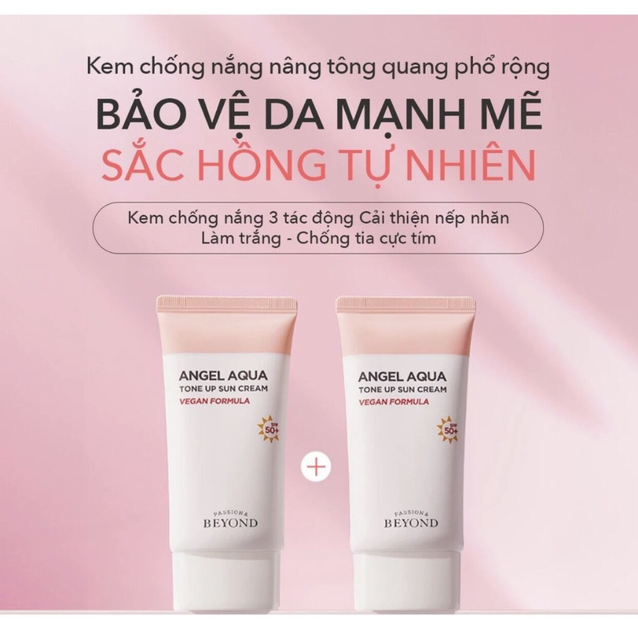 Kem chống nắng cấp ẩm nâng tông beyond angel aqua tone up sun cream 50ml + 50ml