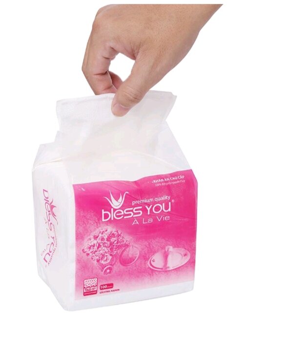 Khăn Giấy ĂN Blessyou 23x23 cm / Đóng Gói 12x12 cm 100 Tờ - Hàng Chính Hãng - G8