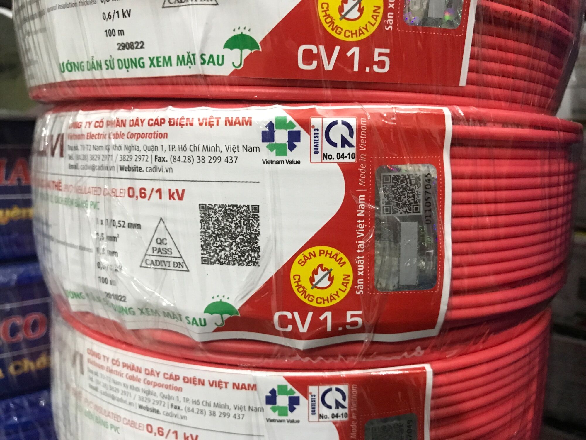Dây điện cadivi cv1.5 đơn 7 sợi