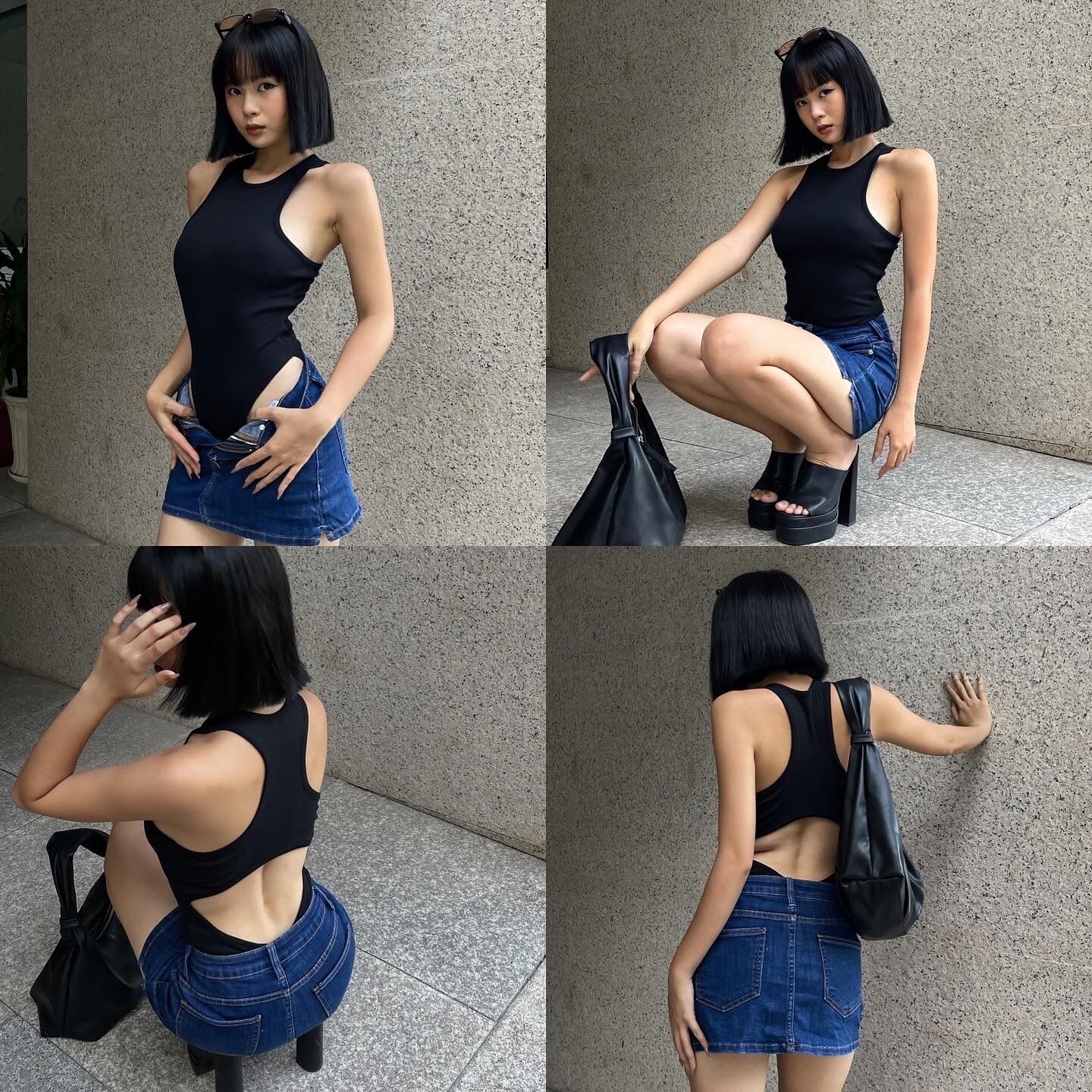 Áo liền quần thun gân Tobi bodysuit ba lỗ hở lưng