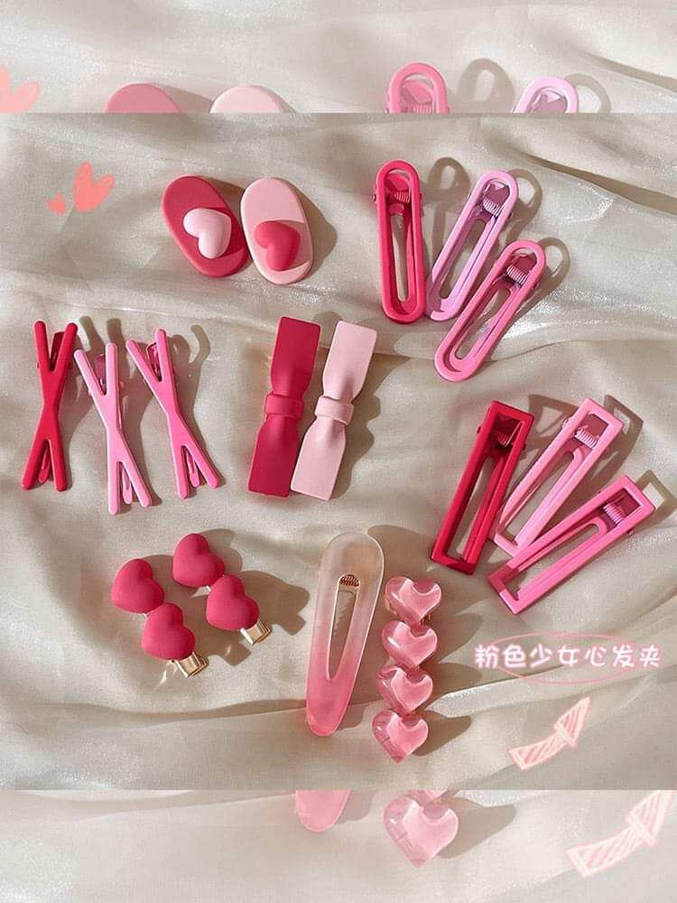 combo 19 kẹp tóc hồng xinh( mix đủ mẫu)