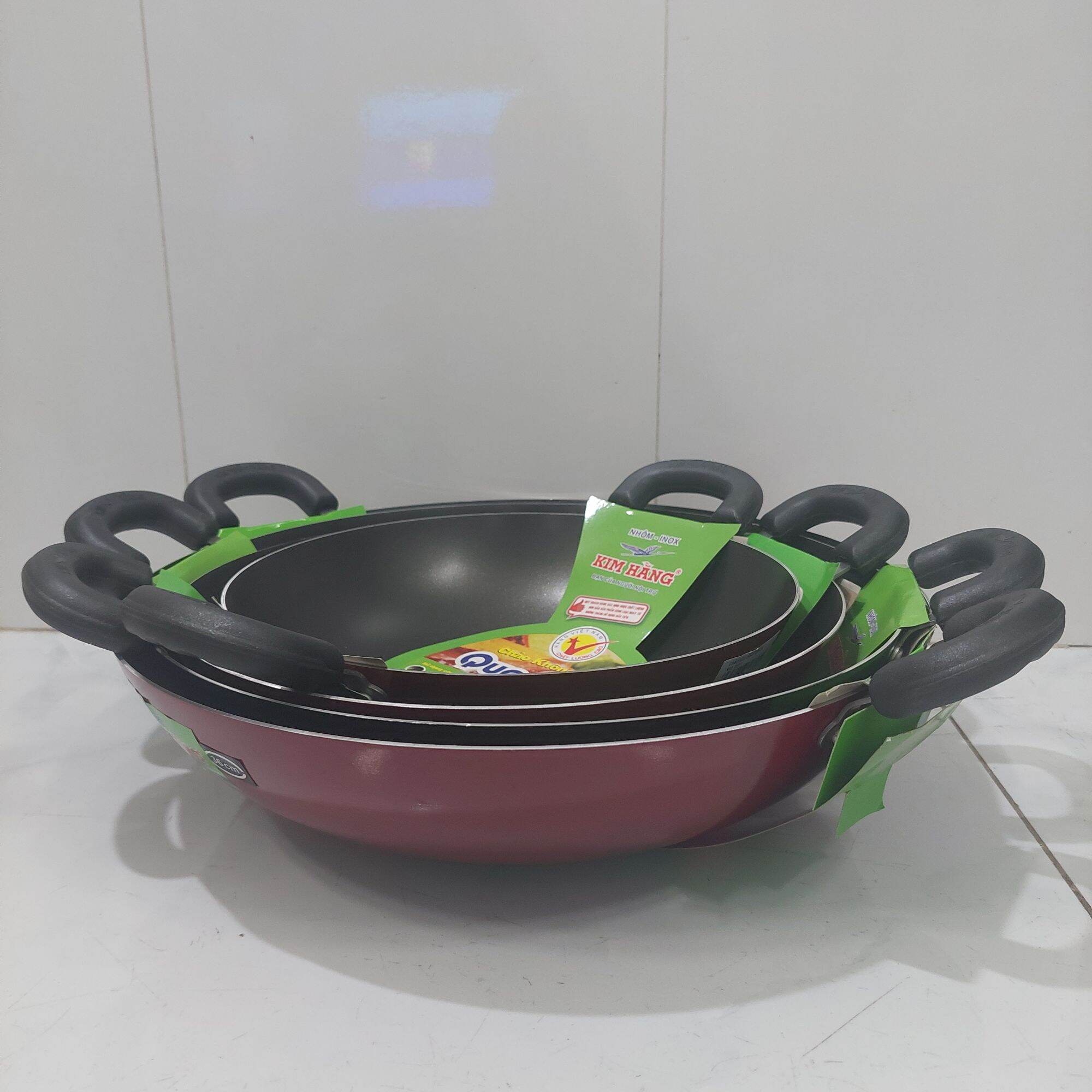Chảo nhôm 2 quai sâu lòng chống dính Kim Hằng chính hãng