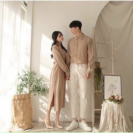 Áo váy đôi cổ vuông, tay dài, kiểu dáng đơn giản (có 3 màu)