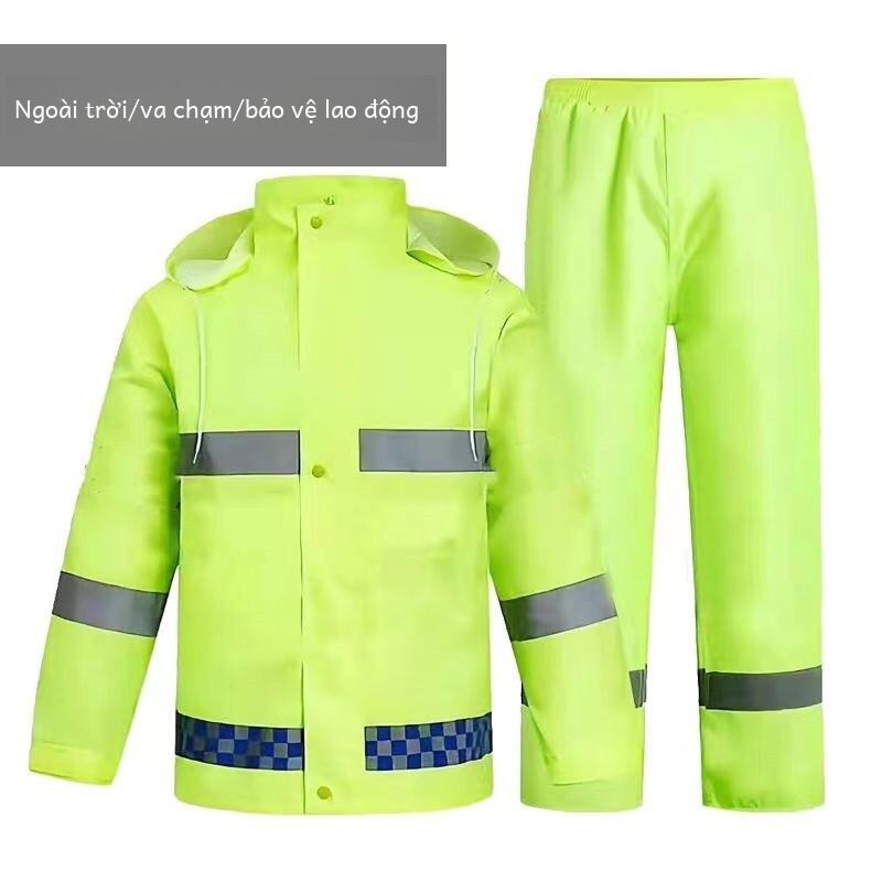 Light-reflecting Raincoat "Rain-proof Pants Set Traffic Road Administration Duty Safe Sanitation High-Speed Fluorescent Patrol Warning Split Type Poncho