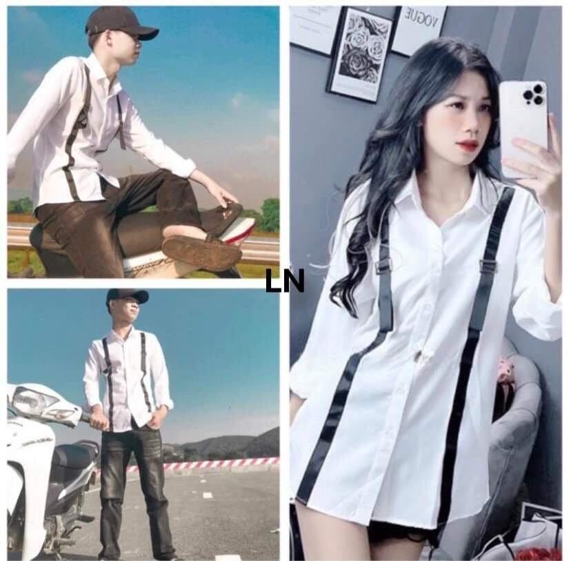 Áo sơ mi NAM NỮ phôi dây dai hất thô lụa