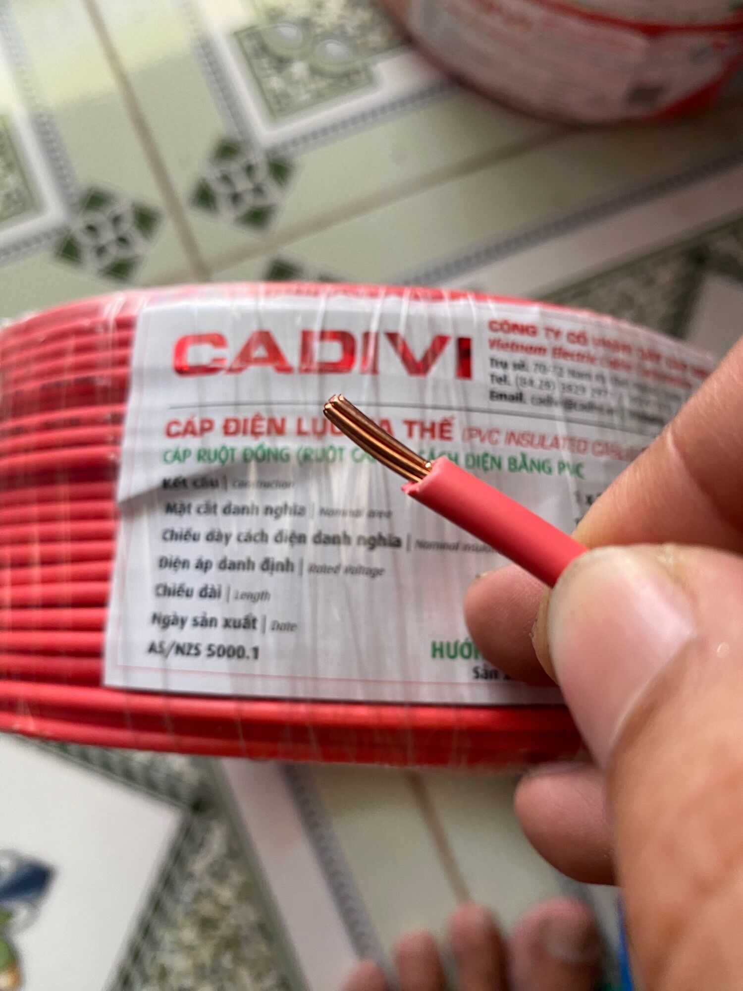 10 mét dây điện đơn Cadivi CV 4.0(7/0.85)