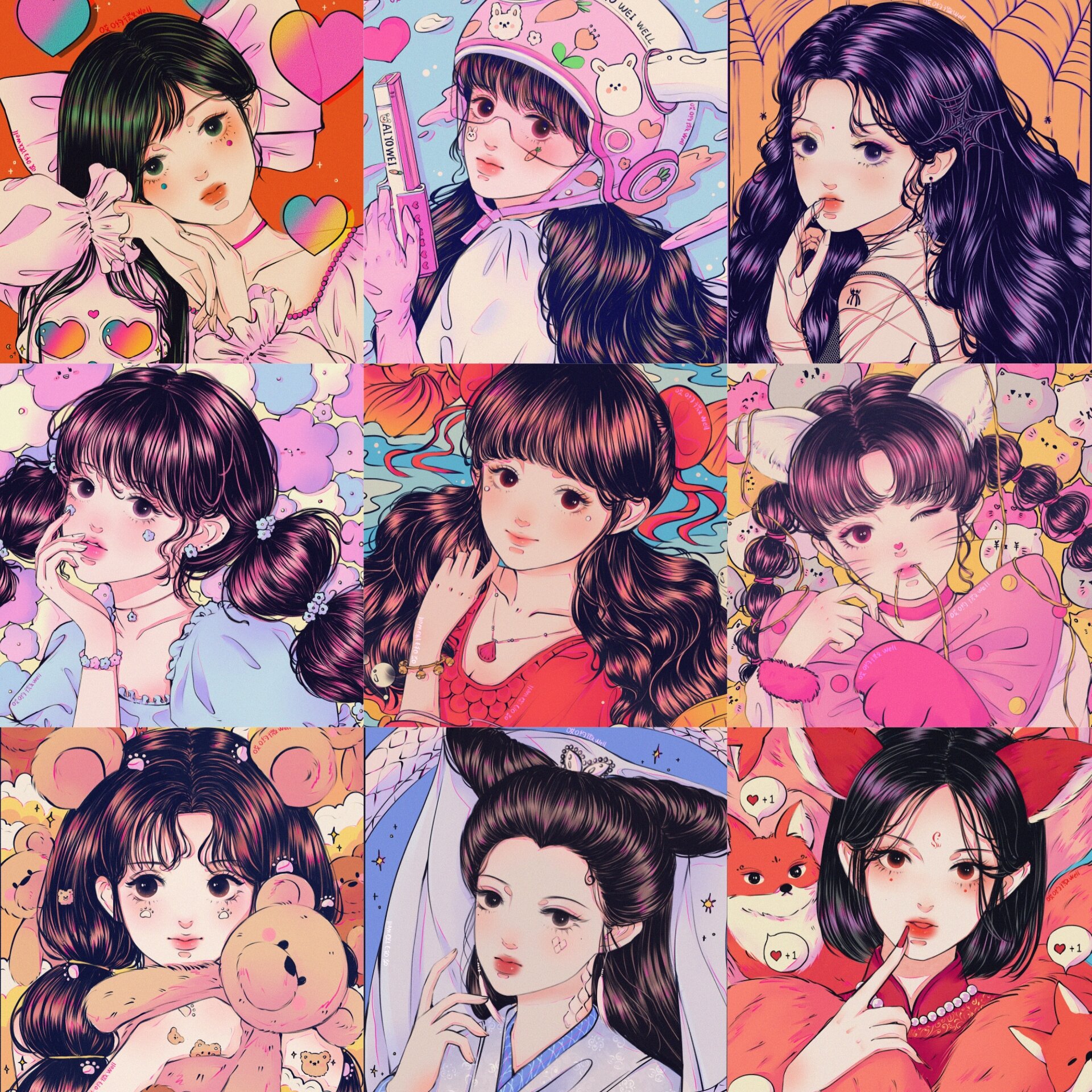 🌹 9 tấm sticker nhân vật hoạt hình anime nhật bản trung hoa thập niên 80 90 #a1402 b1