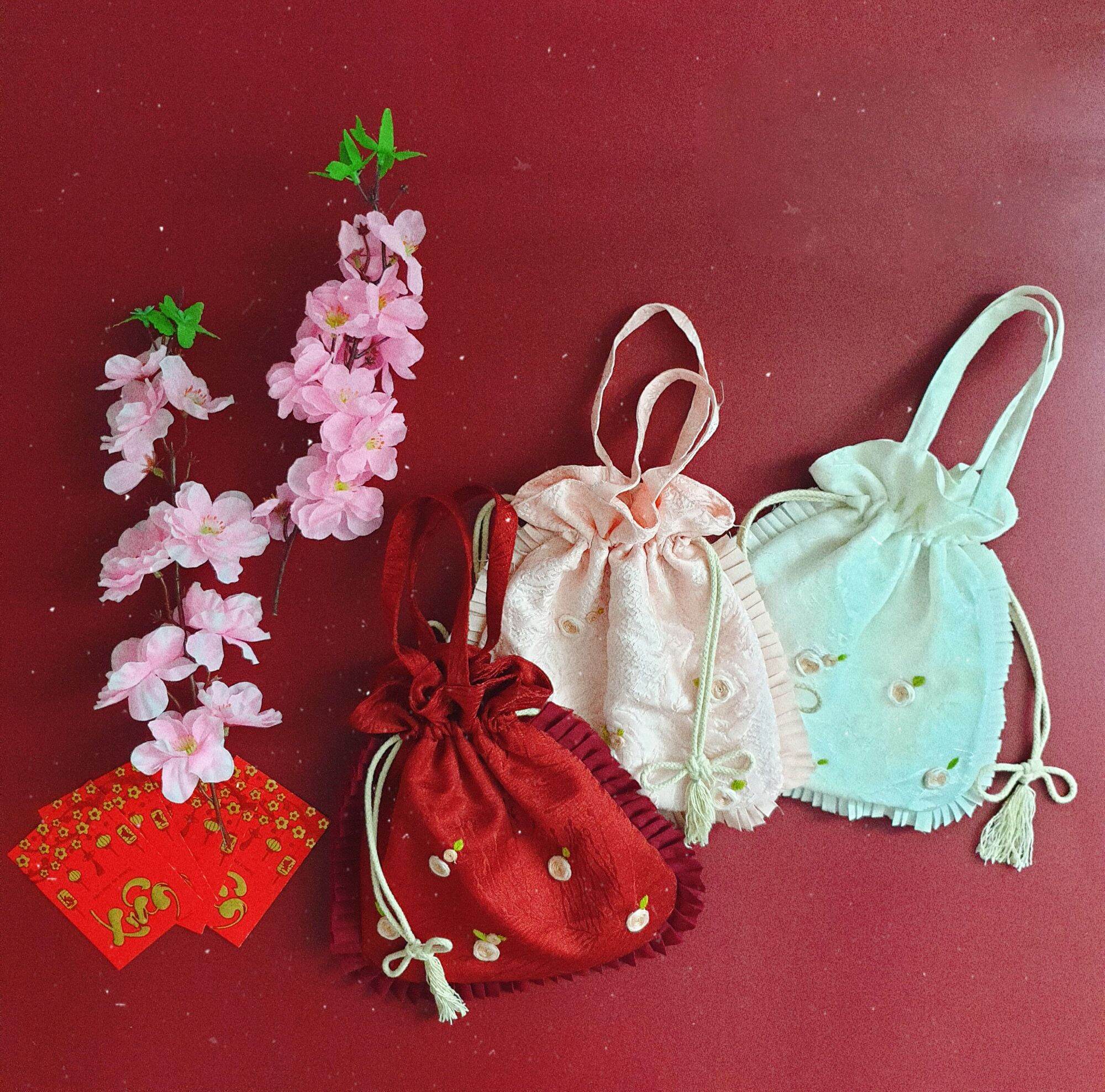 [ Tiệm Tháng Tư ] Túi Bố Gấm Thêu Hoa Hồng