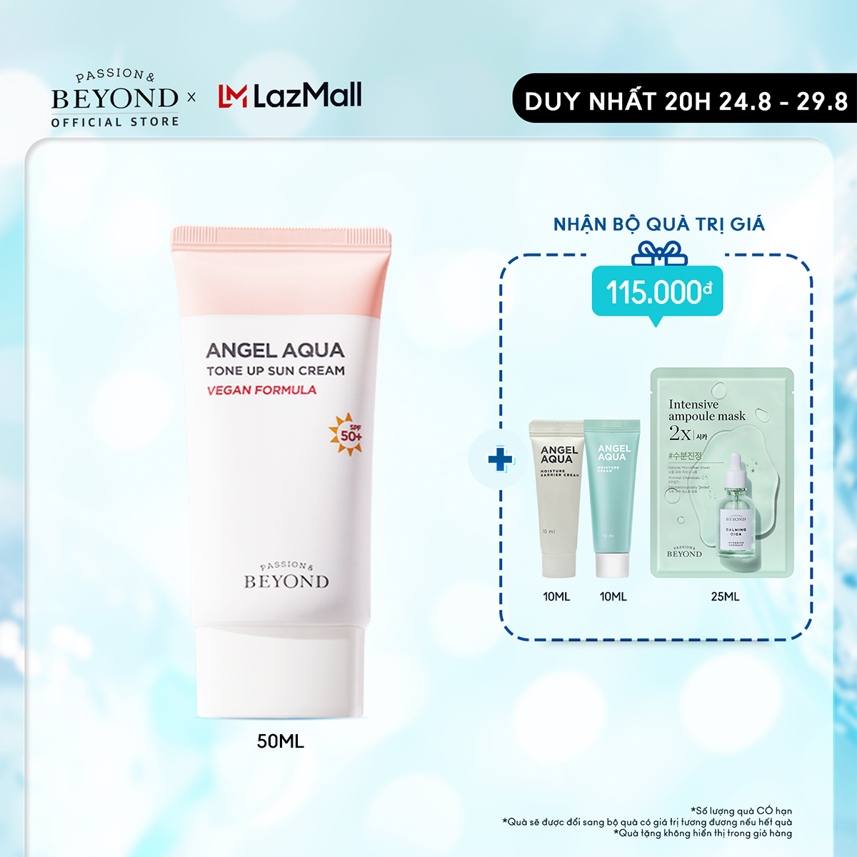 Kem chống nắng cấp ẩm nâng tone Beyond Angel Aqua Tone-up Suncream 50ml