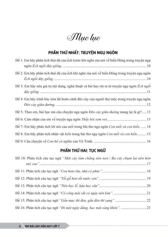 100 Bài làm văn hay lớp 7 (Sách biên soạn theo chương trình giáo dục phổ thông mới)