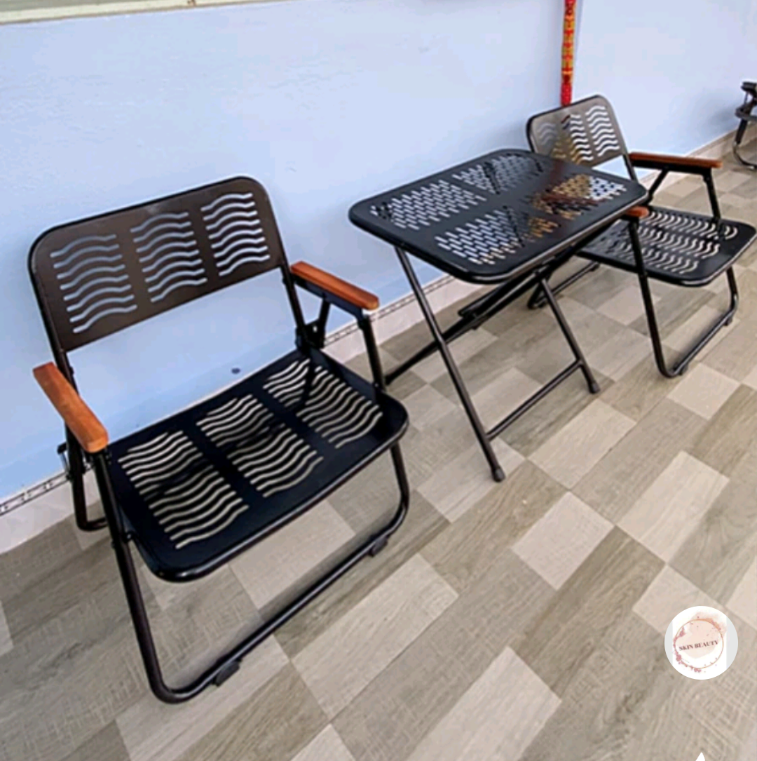 Ghế picnic tay vịn gỗ ( Combo 2 ghế + 1 bàn Mặt CNC )