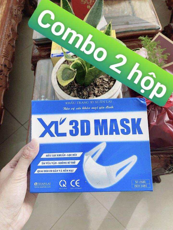 Set 2 hộp = 100 cái Khẩu trang 3D Xuân Lai/ Xl' 3D MASK