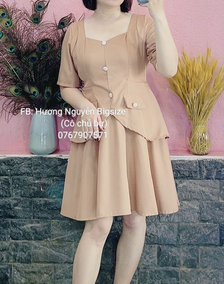 [ Ảnh thật ] 55-90kg Bigsize ĐẦM XOÈ PEPLUM (MS1480)