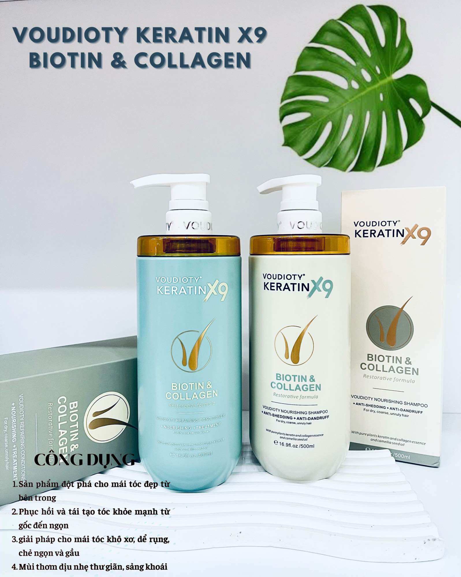 Dầu gội xả voudioty keratin x9 biotin & collagen 500ml