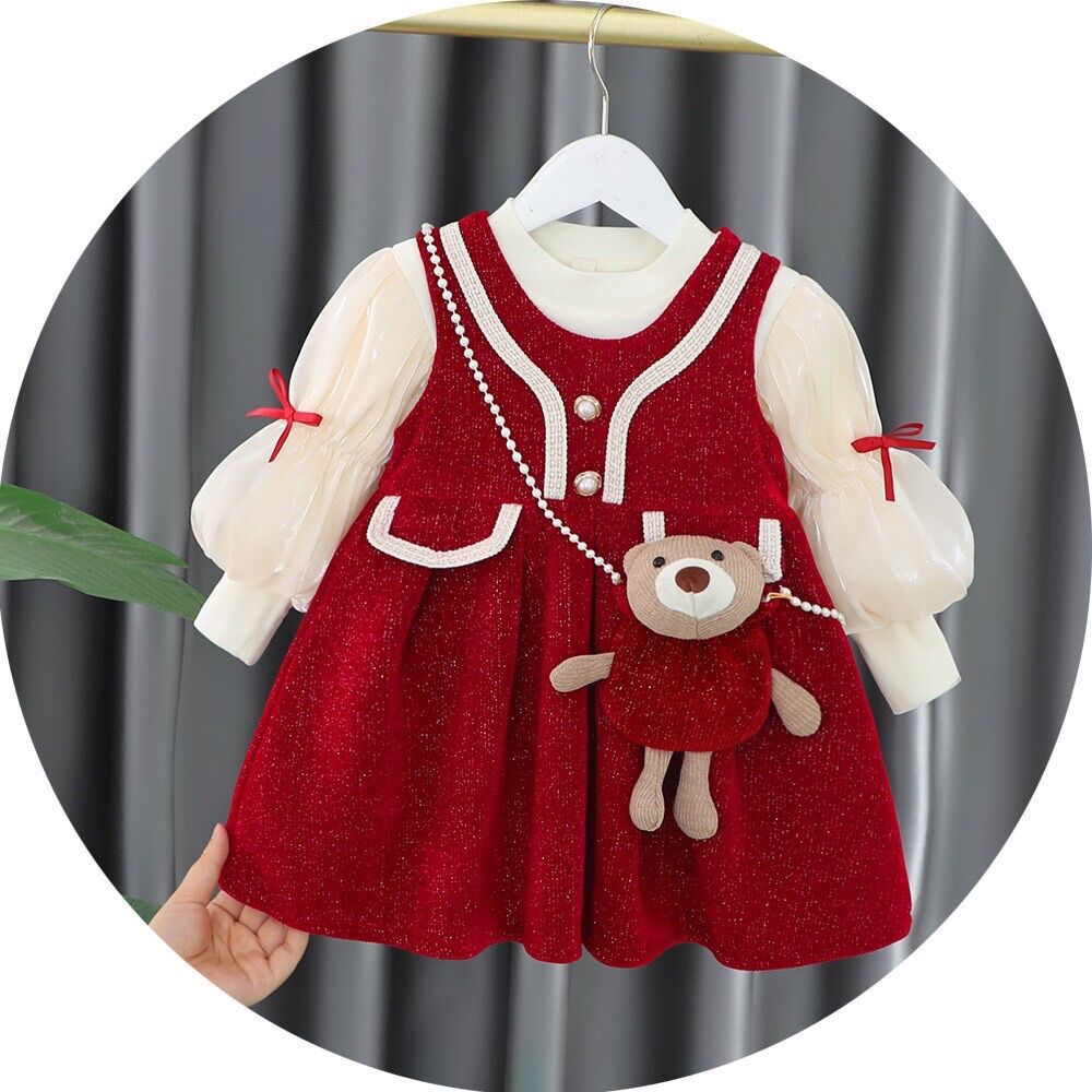 Sét váy gấu xinh cho bé gái