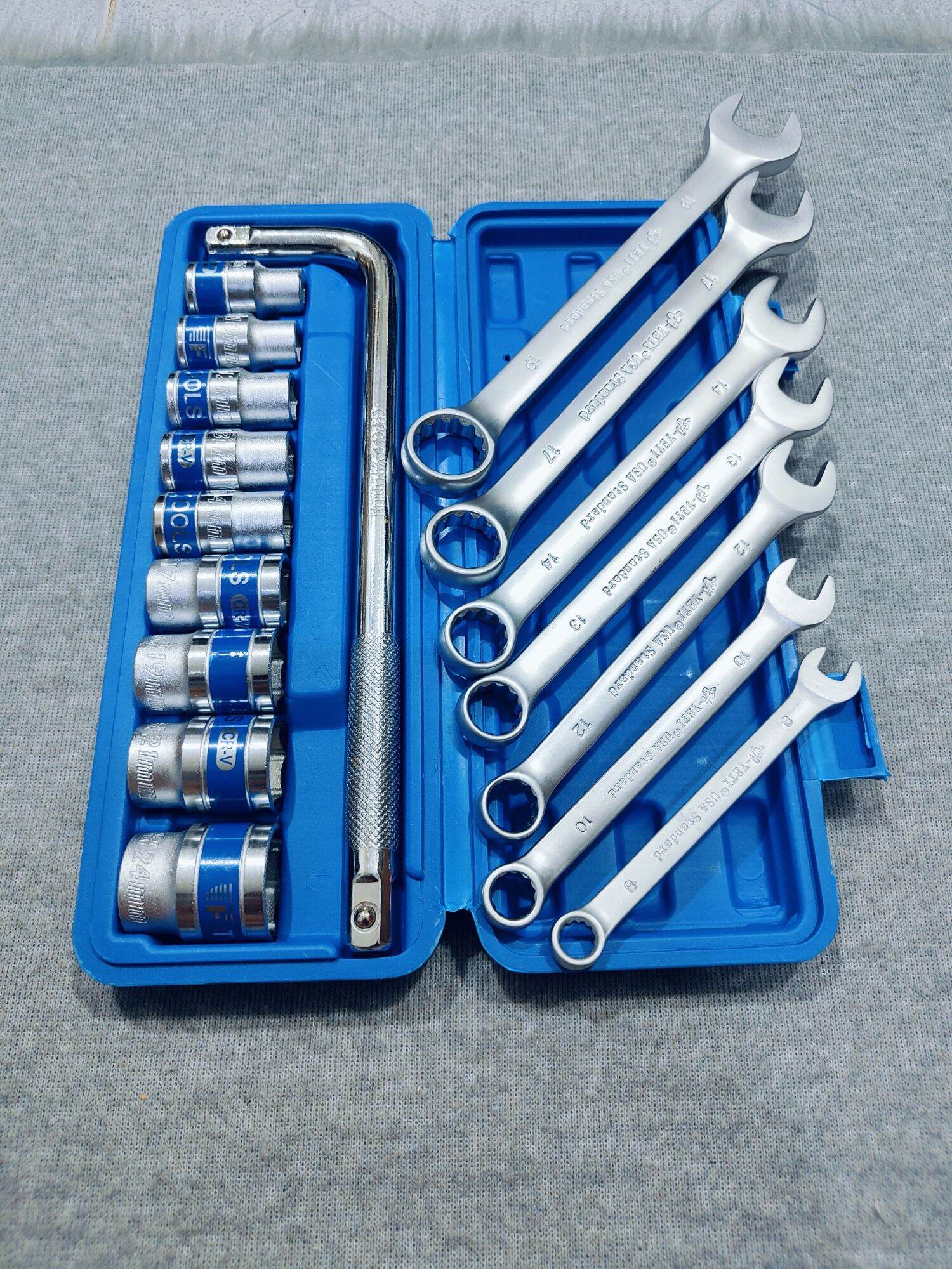 Combo bộ tuýp 10 chi tiết từ 8-24mm, 7 cây khóa cờ lê
