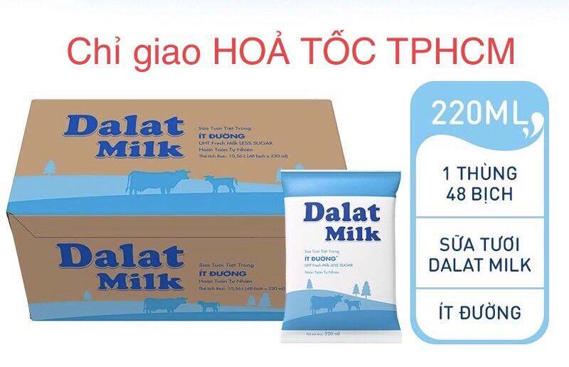 Thùng 48 bịch sữa DALAT MILK ít đường