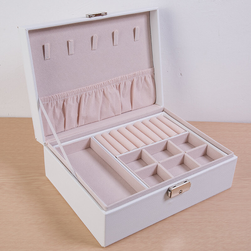 Ear Stud Earrings Necklace Hand Jewelry Storage Box Jewelry Box Large Capacity Simple Lock Ear Rings Earrings Finishing Box