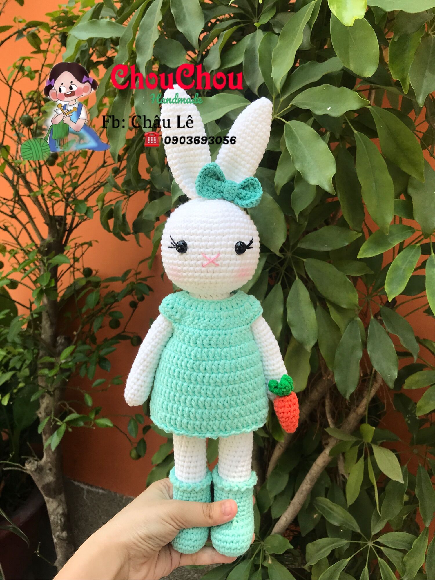 [HCM]Thú len nhồi bông handmade - Thỏ len handmade