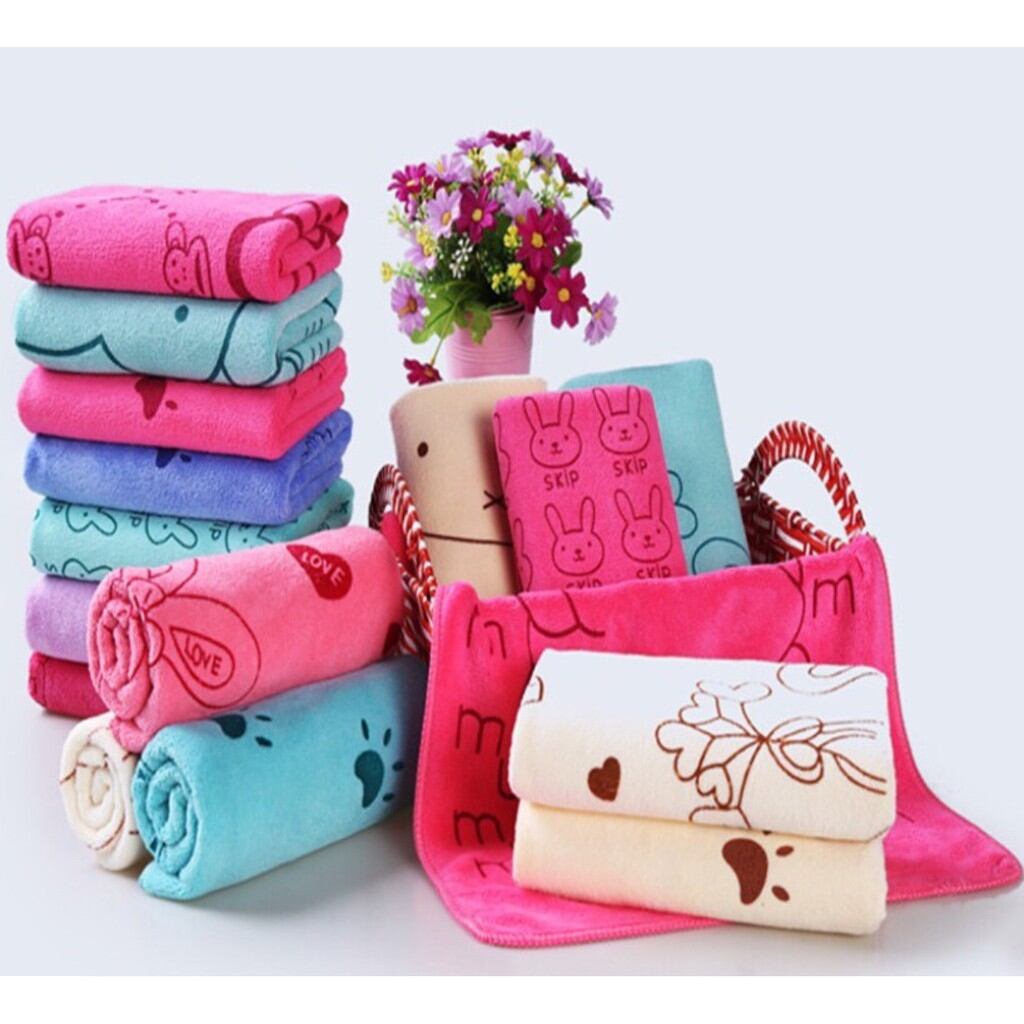 khăn mặt họa tiết cho bé kích thước 25 x 50cm