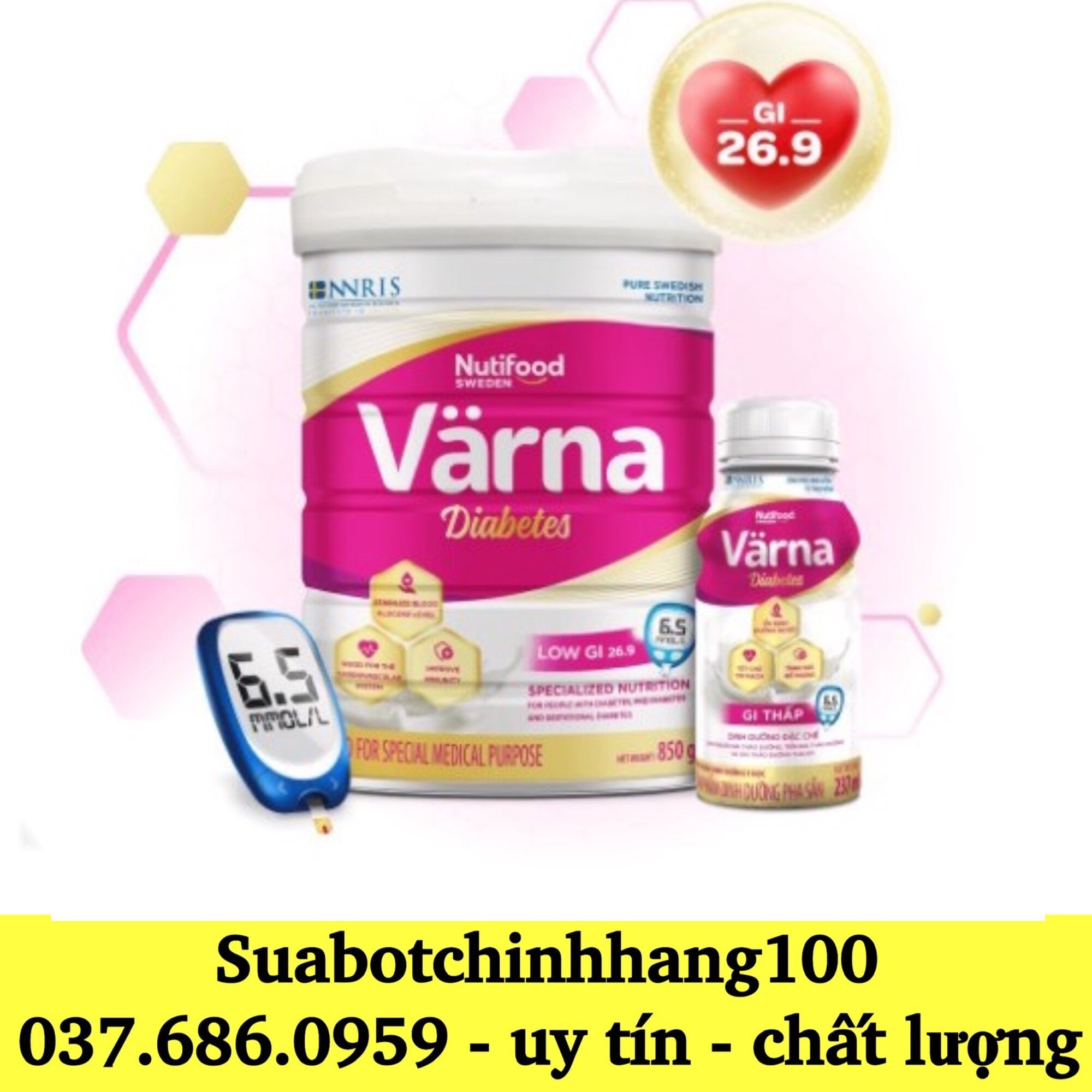 Sữa bột Nutifood Varna Diabetes lon 850g
