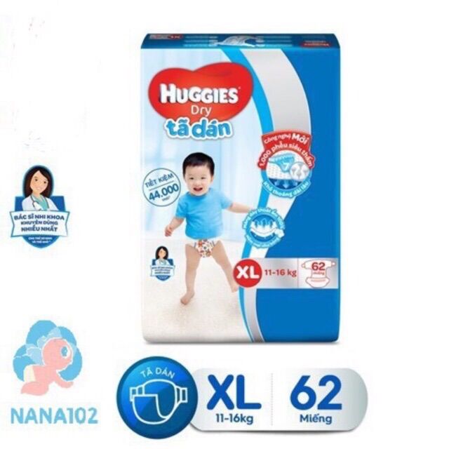 Tã dán huggies m76, l68, xl62, xxl56