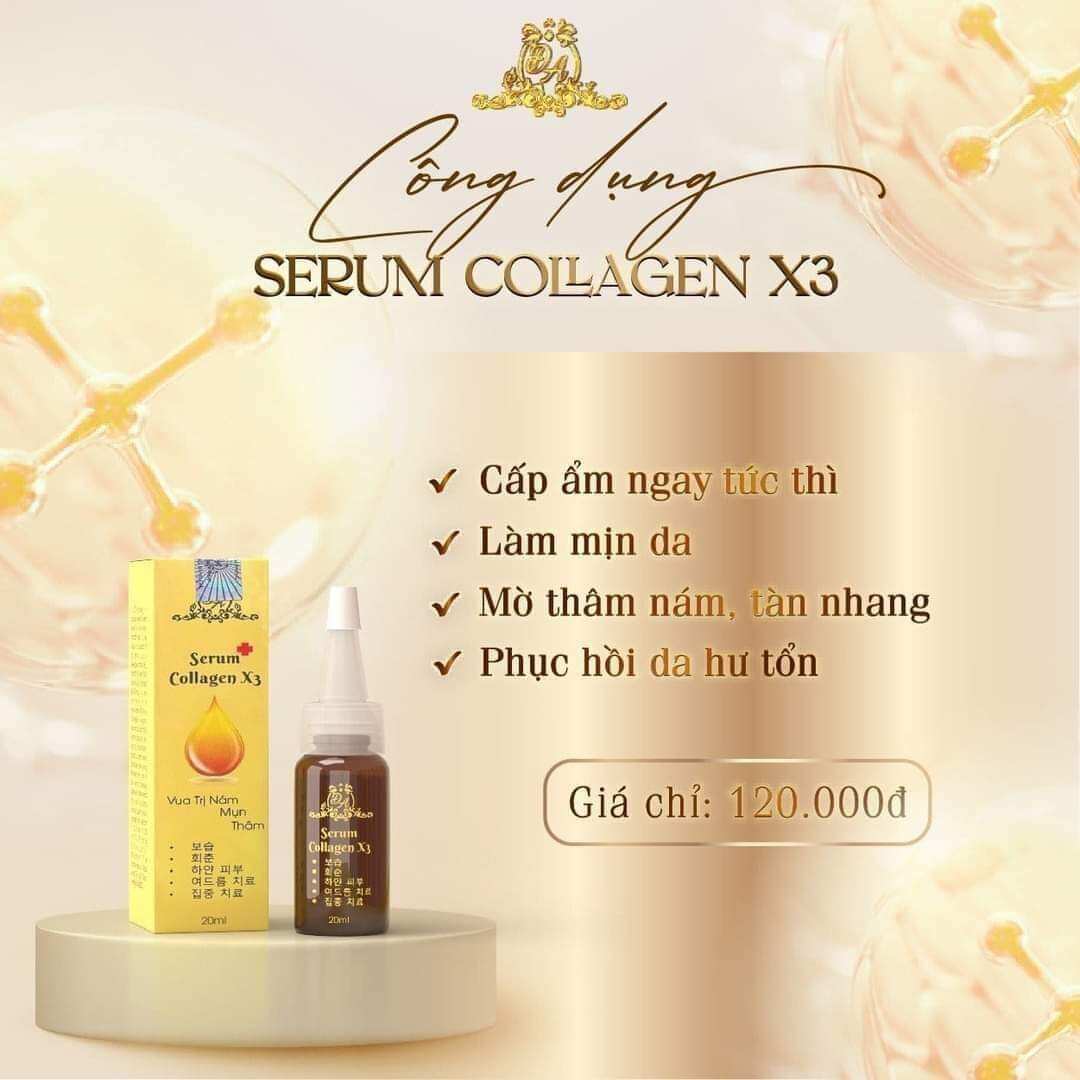 Serum trị nám Collagen X3 20ml
⭐⭐ Serum Collagen X3 Trị Thâm Nám giúp căng bóng da