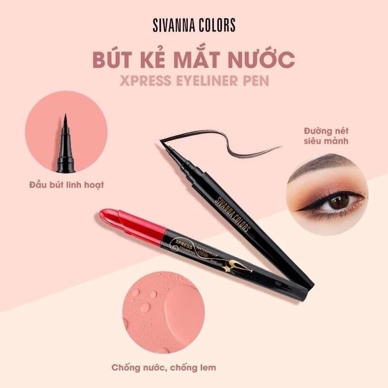 [Hcm]Kẻ Mắt Nước Chống Lem Chống Trôi Sivanna Colors Xpress Eyeliner Pen Siêu Dễ Vẽ