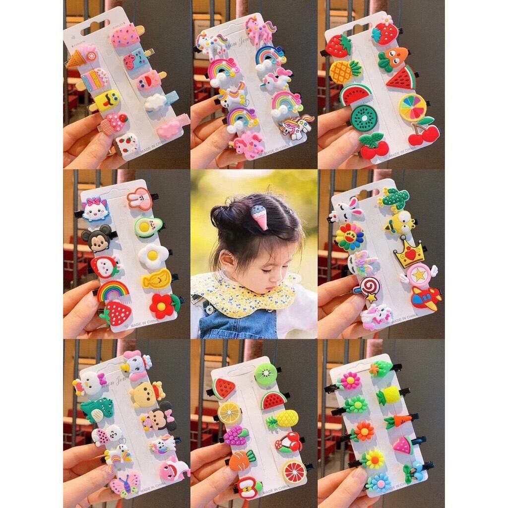 Set 10 kẹp tóc hoạt hình phong cách Hàn Quốc cho bé