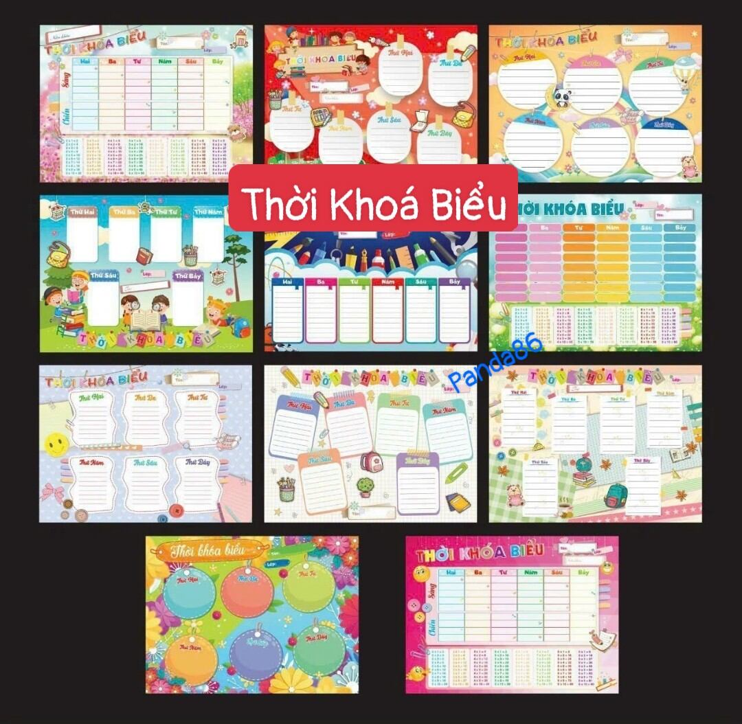 Set 2 thời khoá biểu dễ thương có sẵn keo dán dành cho các bé