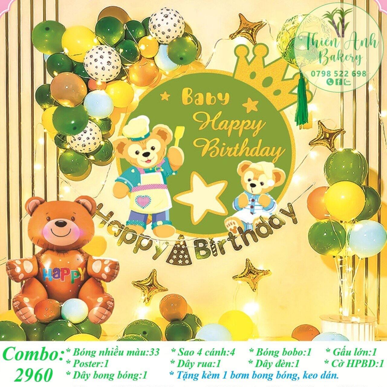 SET BÓNG TRANG TRÍ SINH NHẬT (Tặng kèm keo dán và bơm bóng)