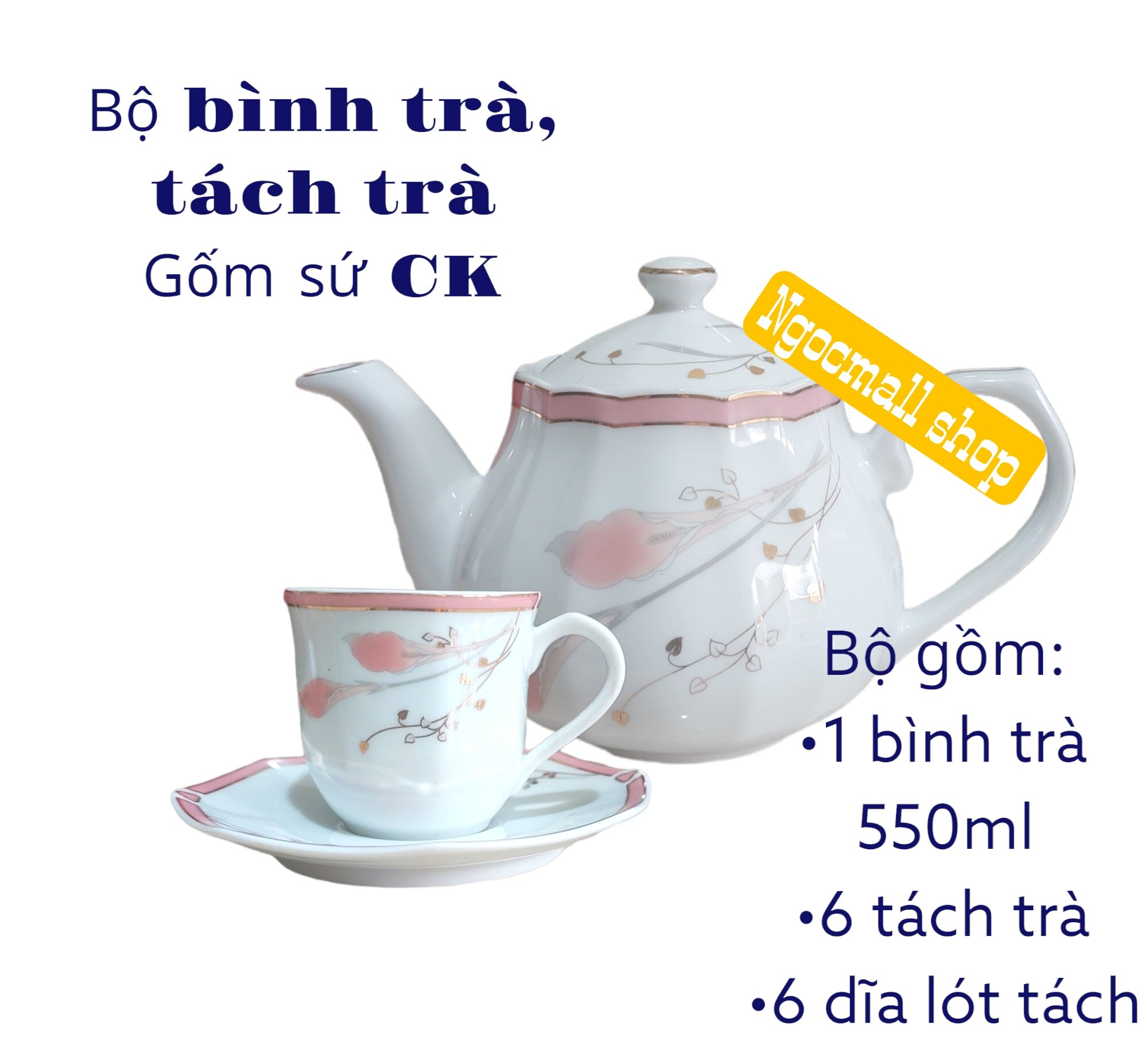 Bộ bình tách trà gốm sứ CK Việt Nam