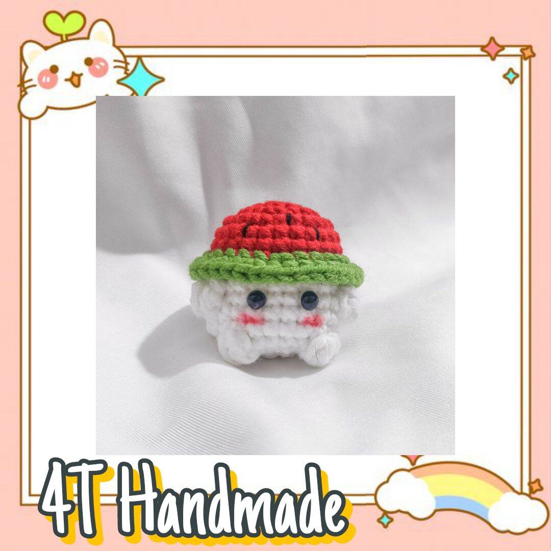 Móc khoá handmade nấm đội mũ bằng len