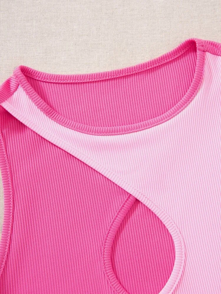 Áo croptop phối hai màu đan chéo (0504)