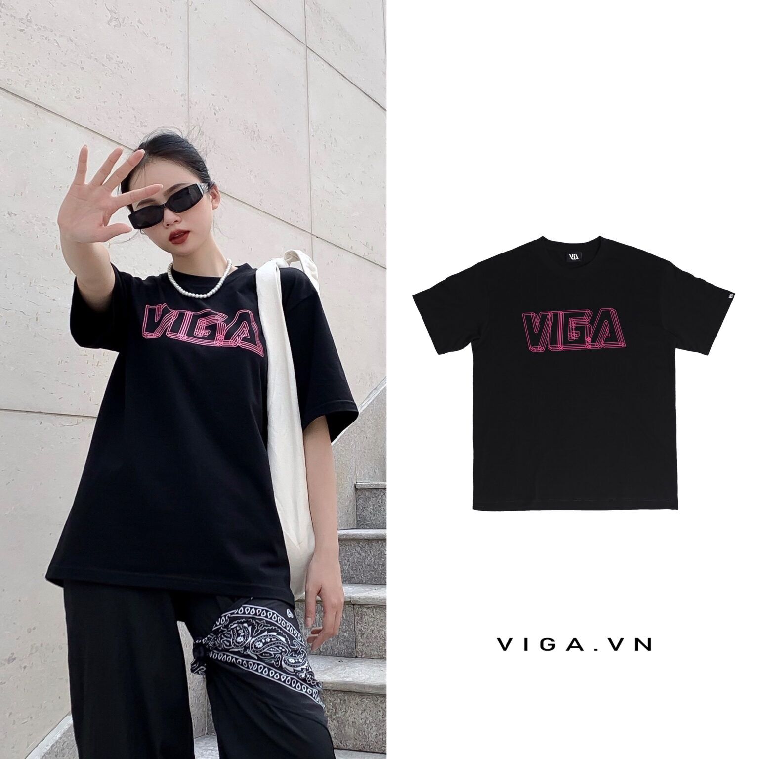 Áo Thun  Local brand ViGa Basic 03 Bpink ( Nam và Nữ )