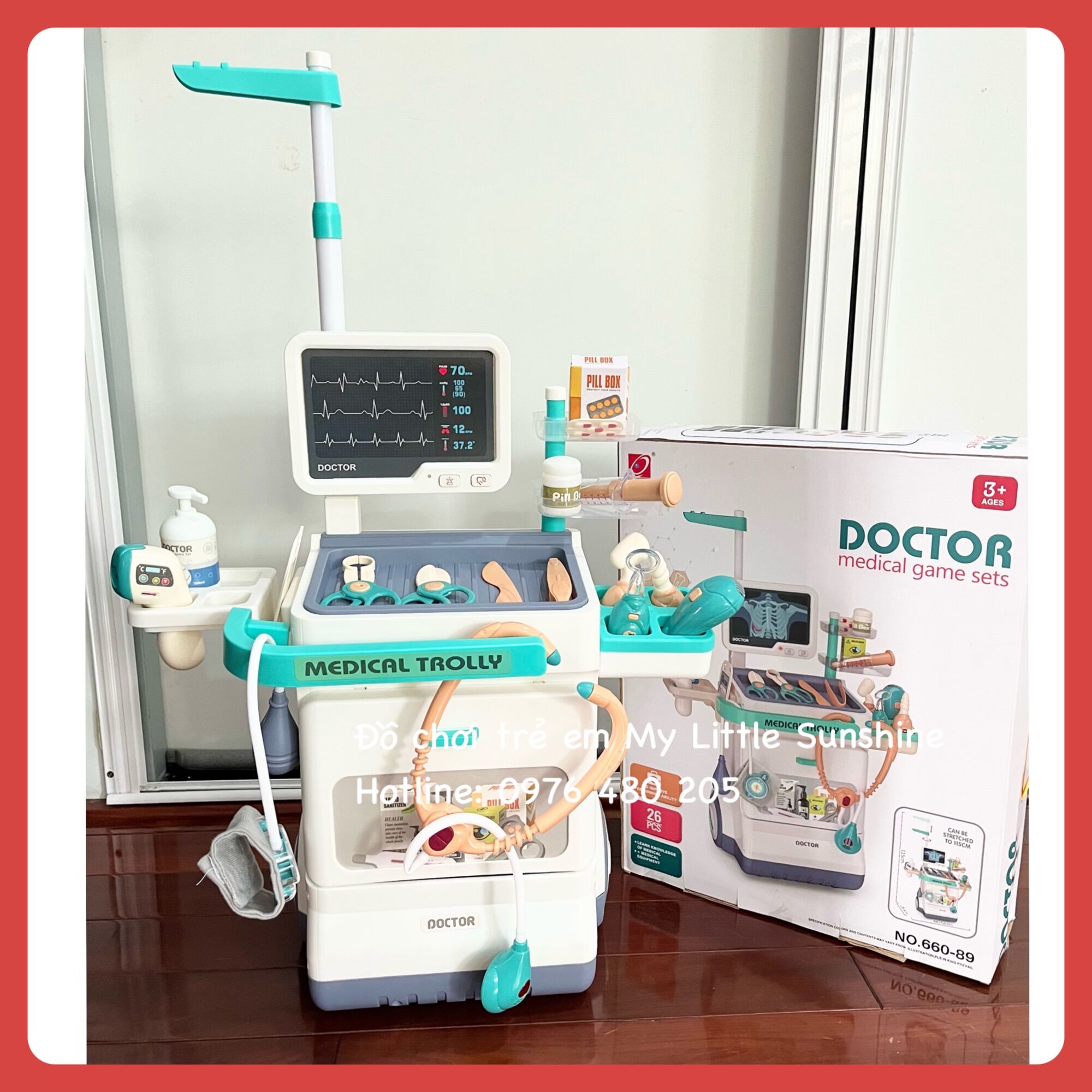 Đồ chơi xe đẩy bác sĩ 26 chi tiết cho Bé