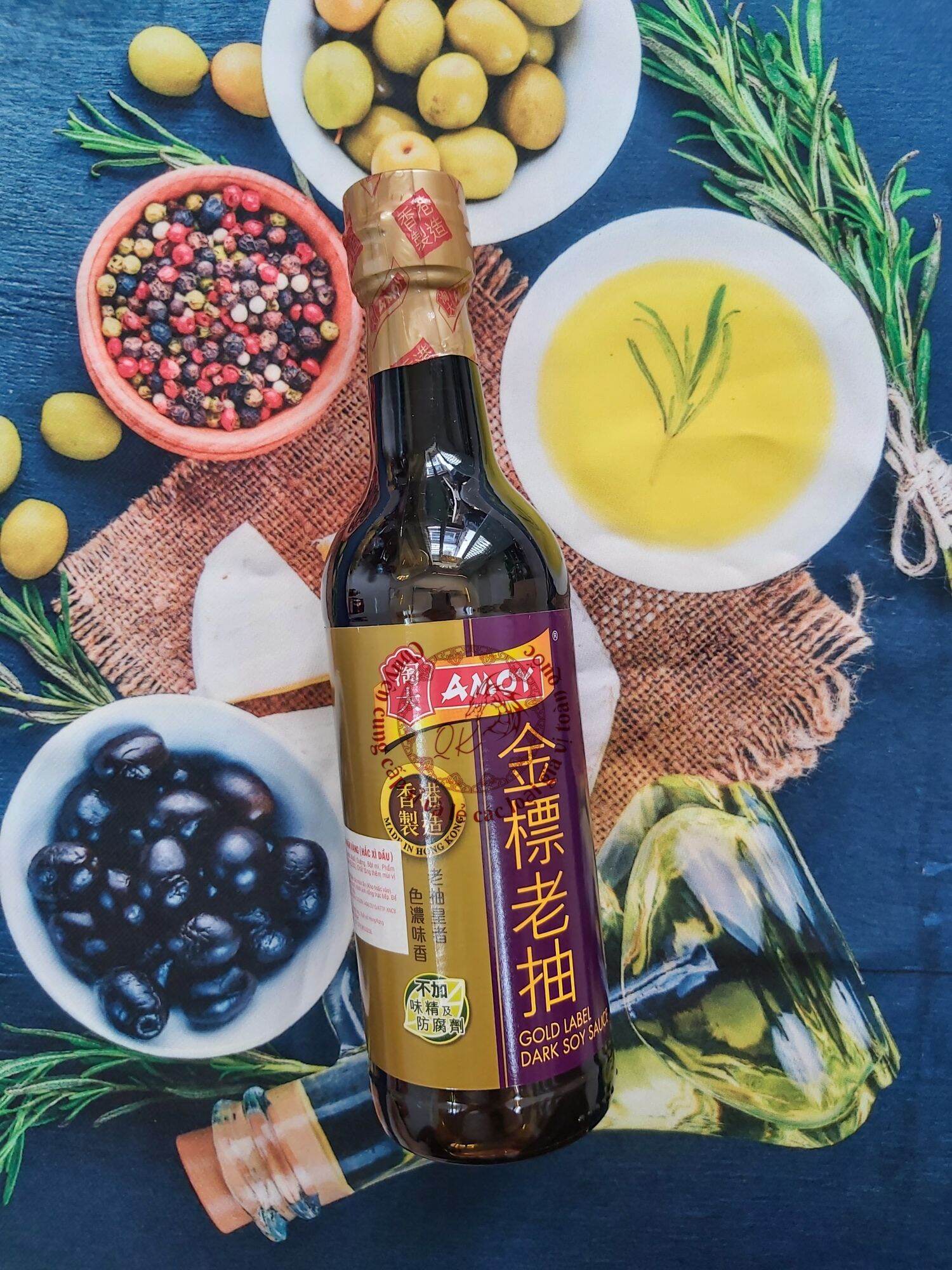 Hắc xì dầu amoy 500ml - 250ml - gold label dark soy sauce- nước tương đen