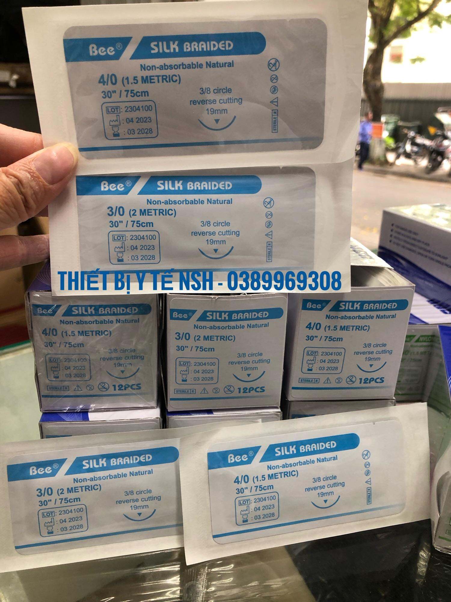 CHỈ KHÂU PHẪU THUẬT SILK LỤA KHÔNG TIÊU (TAN) SILK BRAIDED,CHỈ khâu y tế tập khâu không tiêu SILK BEE