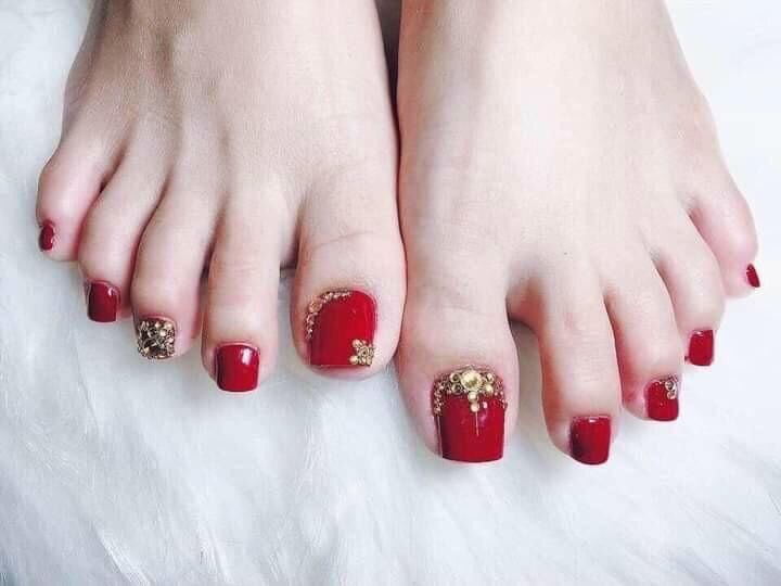 (FREESHIP ) Bộ 24 móng chân giả / móng chân giả màu đỏ/ móng chân giả giá rẻ