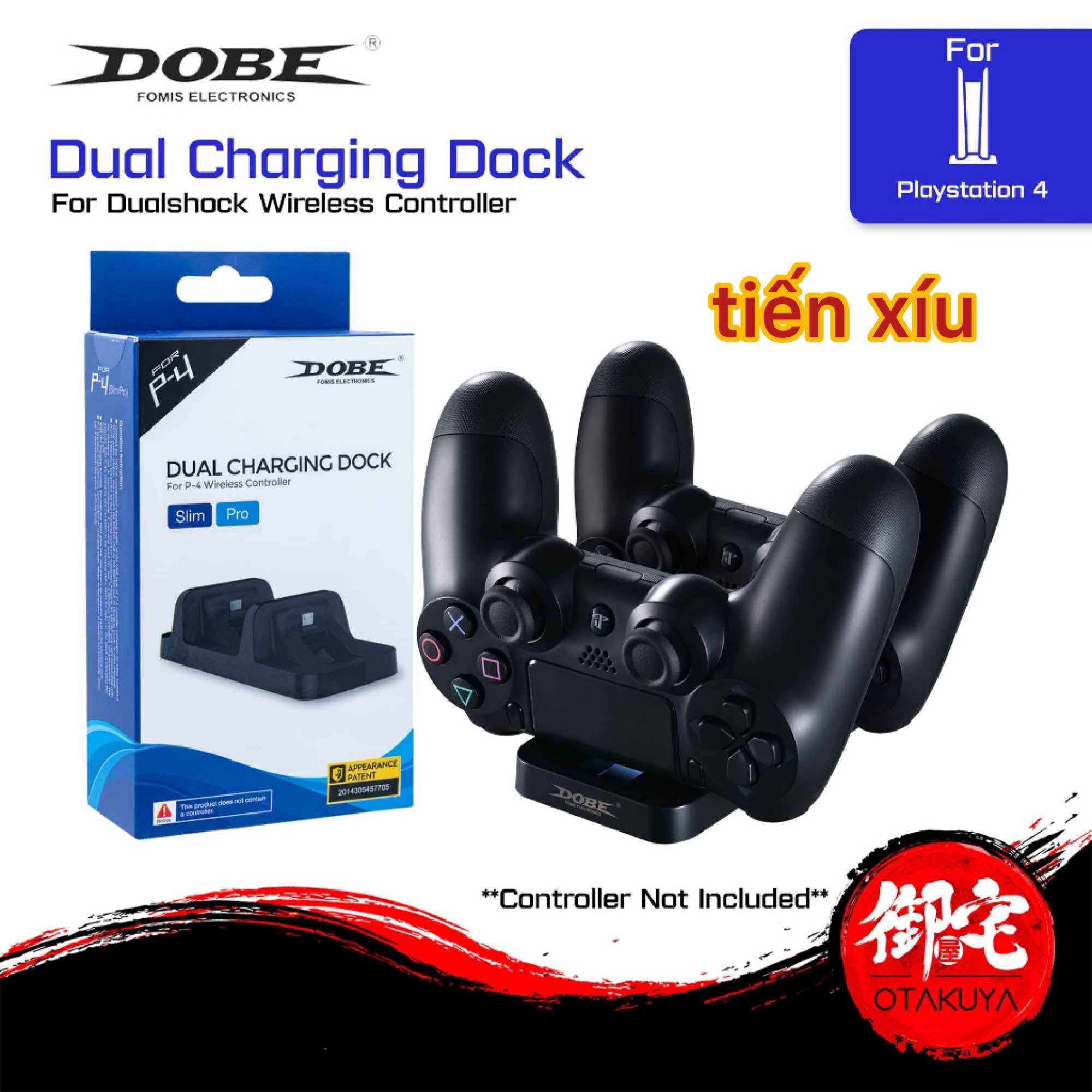 Dock sạc Đôi tay cầm Ps4 hãng Dobe đế sạc tay PS4 đa năng hỗ trợ củ sạc điện thoại , có ic nắn dòng cho tay bấm ps4 charging dock dobe sạc 2 tay cầm
