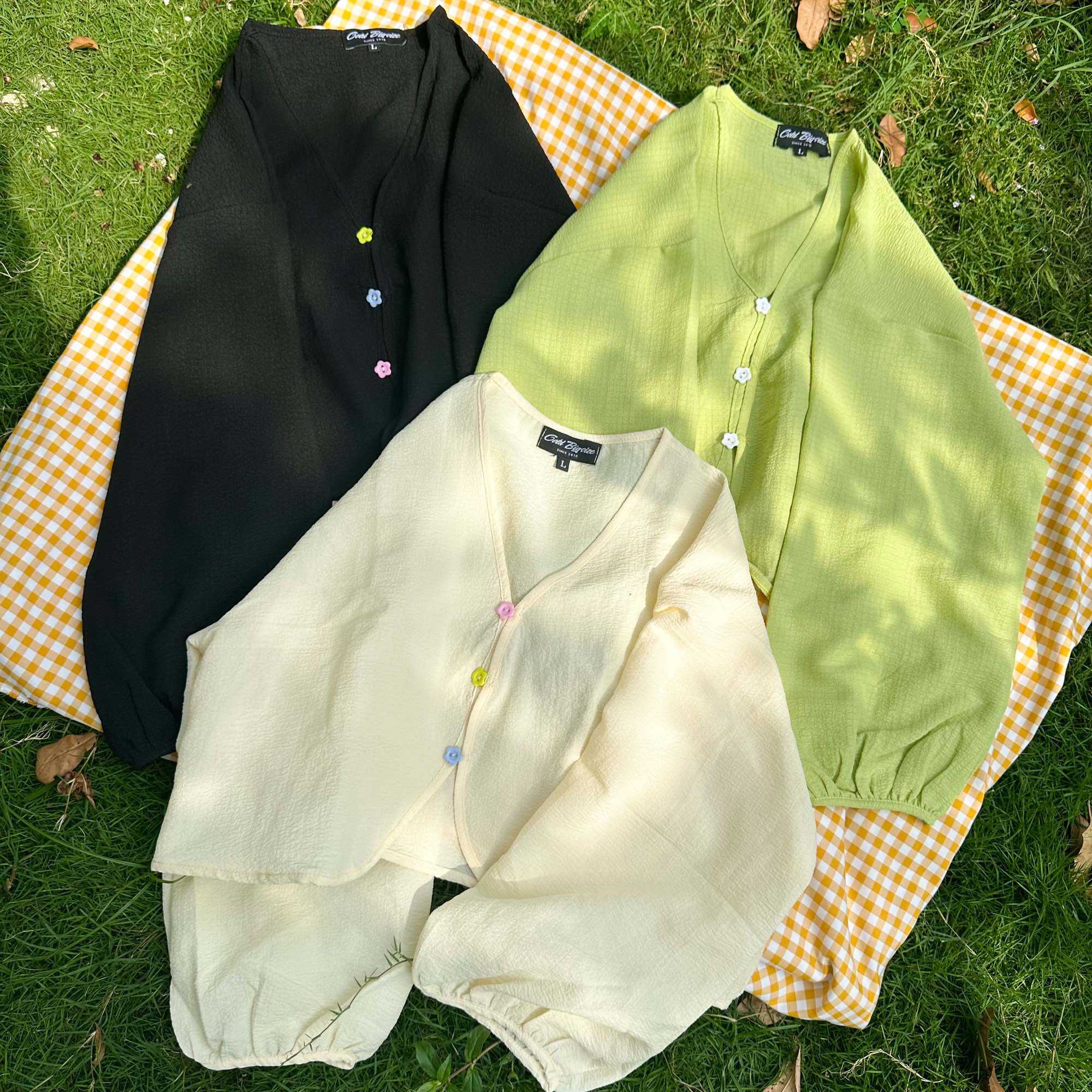 OOTD BIGSIZE | Áo khoác cardigan mỏng cúc hoa