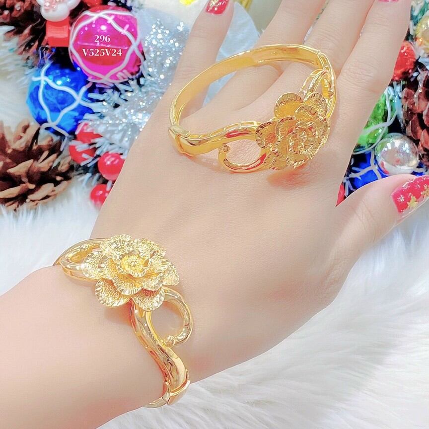 Vòng tay nữ hoa hồng mạ vàng 24k đeo như vàng y cao cấp lokalo - vòng tay cưới 18.11.22