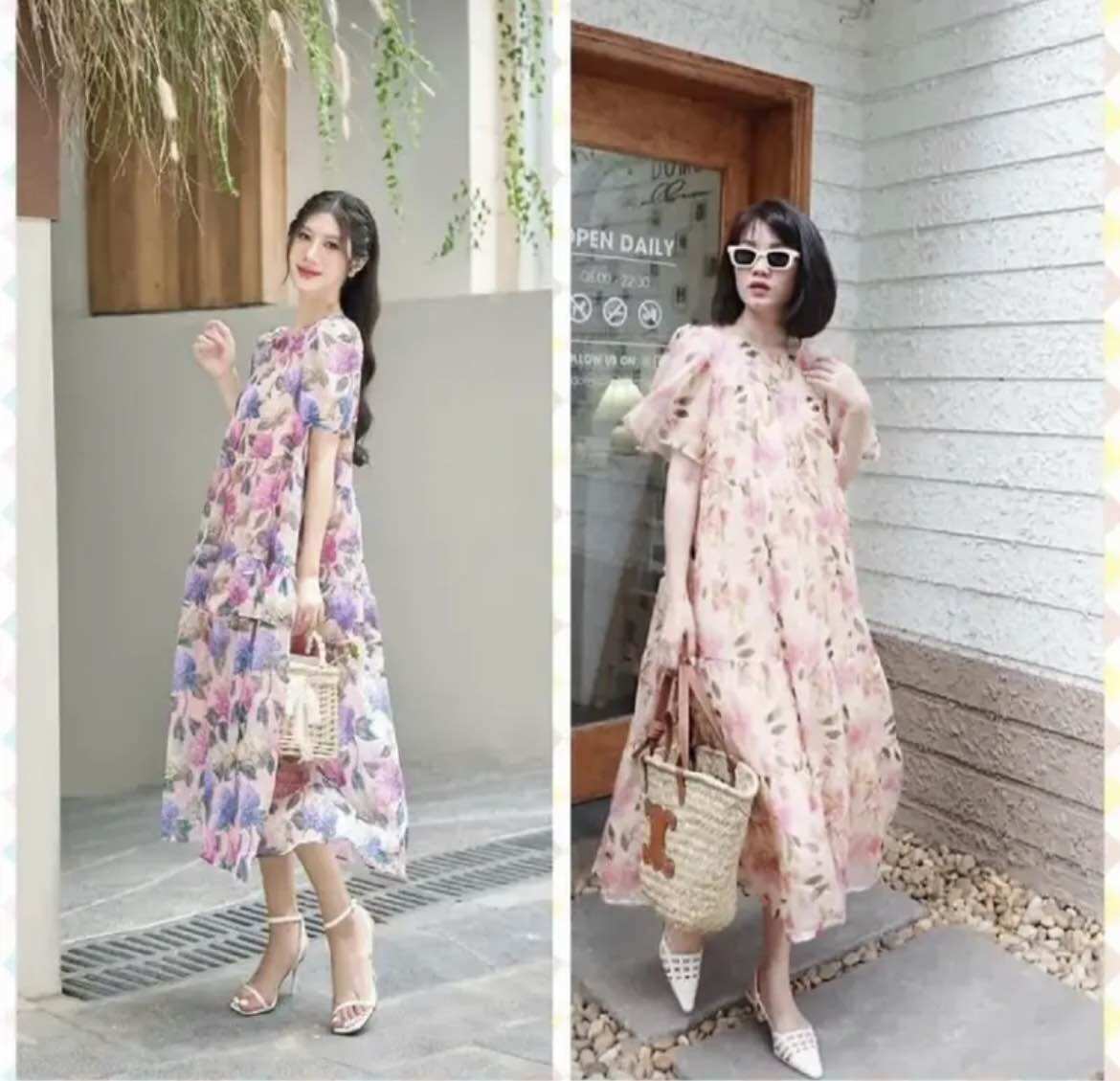 Đầm bầu voan tơ 2 lớp sang chảnh