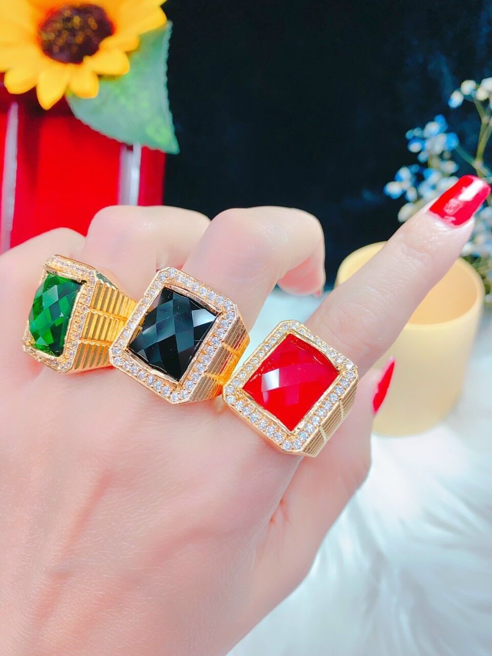 Nhẫn nam đính đá phong thủy mạ vàng 18k cao cấp mẫu mới về