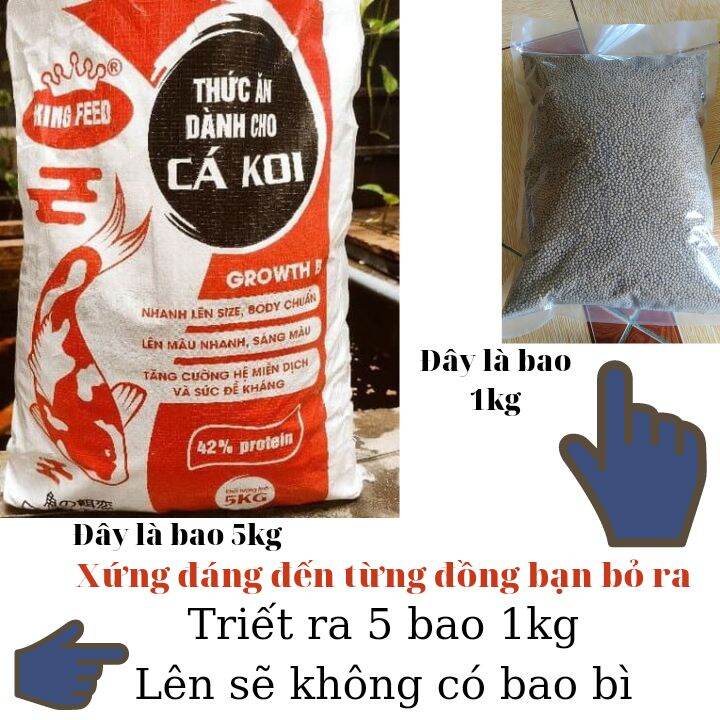 1kg Thức ăn cá koi Kingfeed 42% protein, lên màu, lên size nhanh